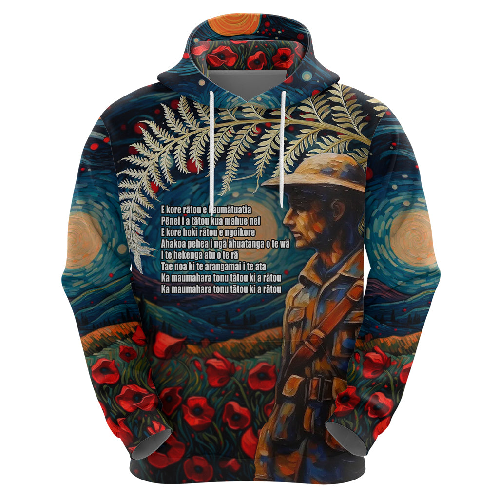 New Zealand Soldier ANZAC Day Zip Hoodie Silver Fern Starry Night Style LT03 - Polynesian Pride