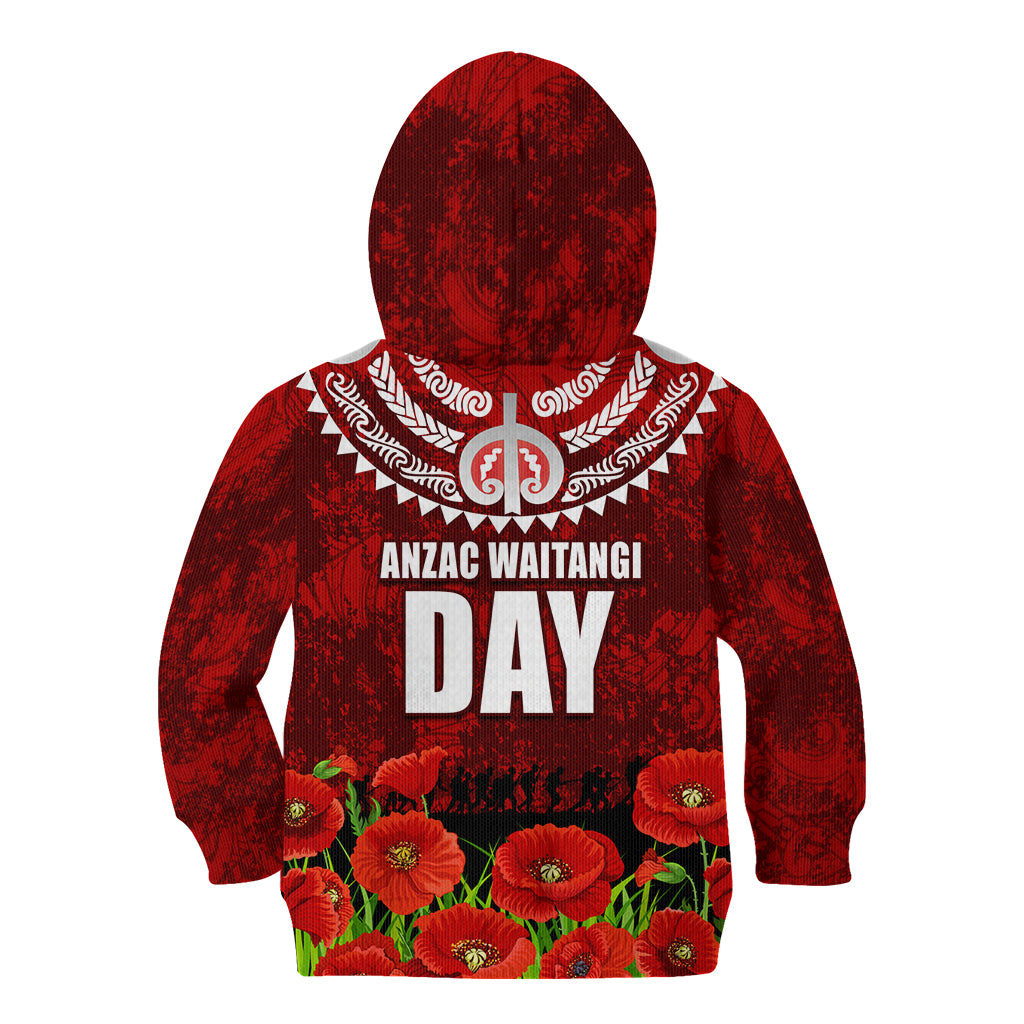 New Zealand ANZAC Waitangi Day Kid Hoodie Hei Tiki and Soldier LT03 - Polynesian Pride