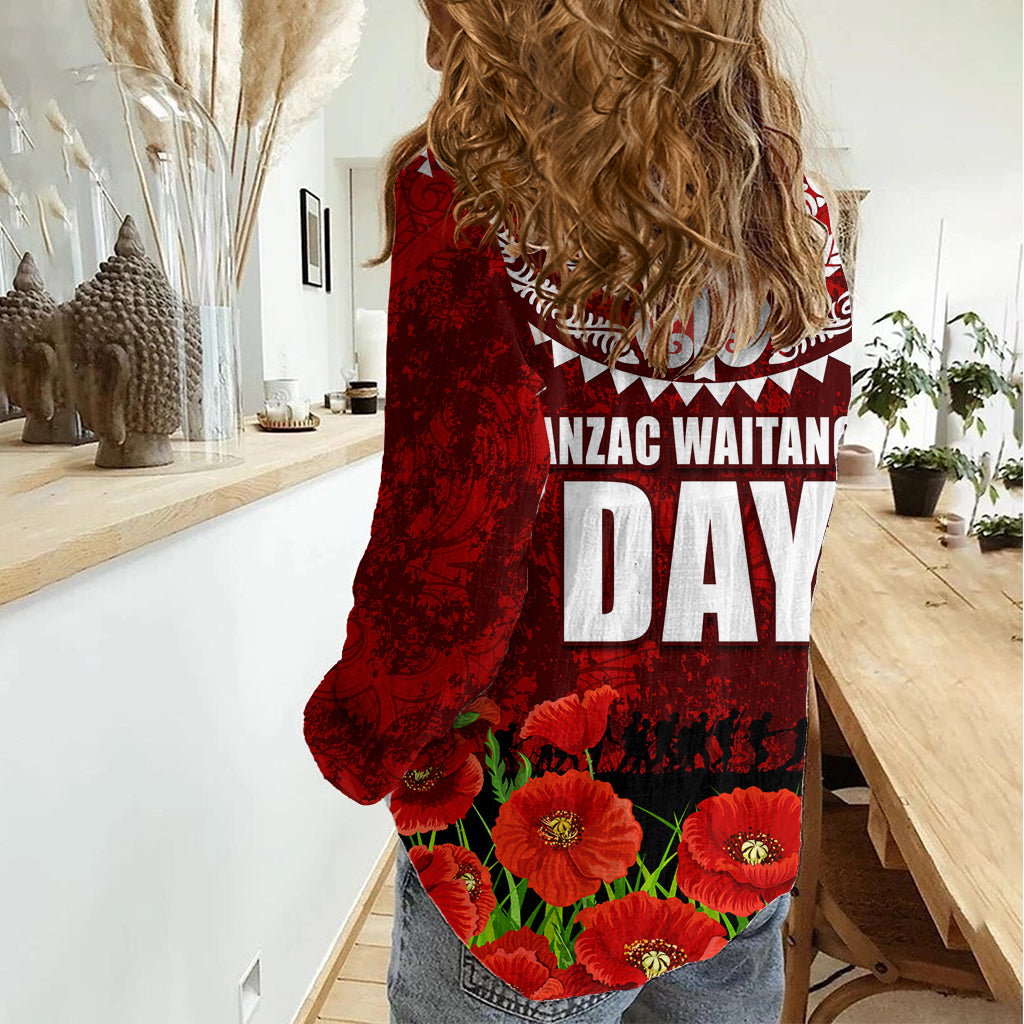 New Zealand ANZAC Waitangi Day Women Casual Shirt Hei Tiki and Soldier LT03 - Polynesian Pride