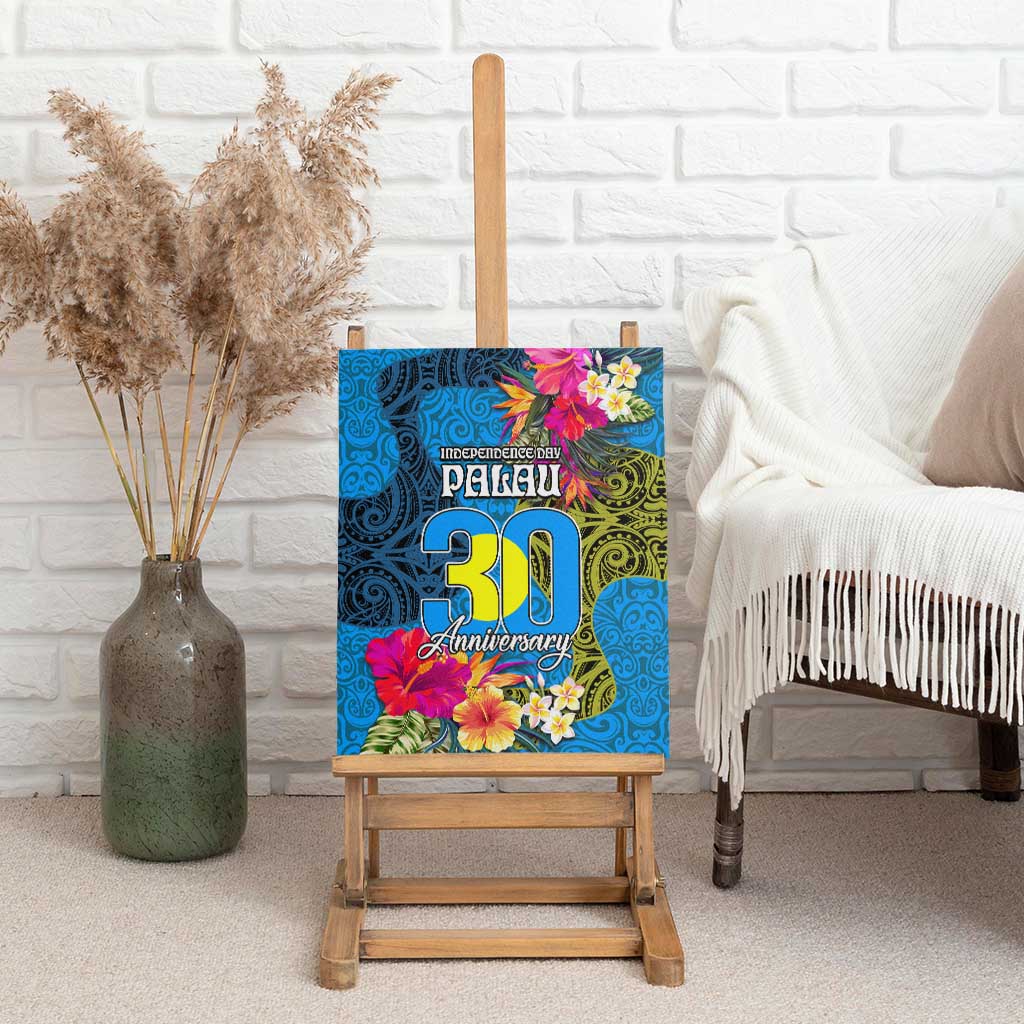 Palau Independence Day Canvas Wall Art 1st October 30th Anniversary Polynesian Jungle Flower