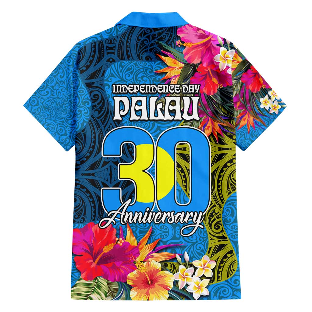 Palau Independence Day Family Matching Off Shoulder Maxi Dress and Hawaiian Shirt 1st October 30th Anniversary Polynesian Jungle Flower LT03 - Polynesian Pride