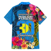 Palau Independence Day Family Matching Off Shoulder Maxi Dress and Hawaiian Shirt 1st October 30th Anniversary Polynesian Jungle Flower LT03 - Polynesian Pride