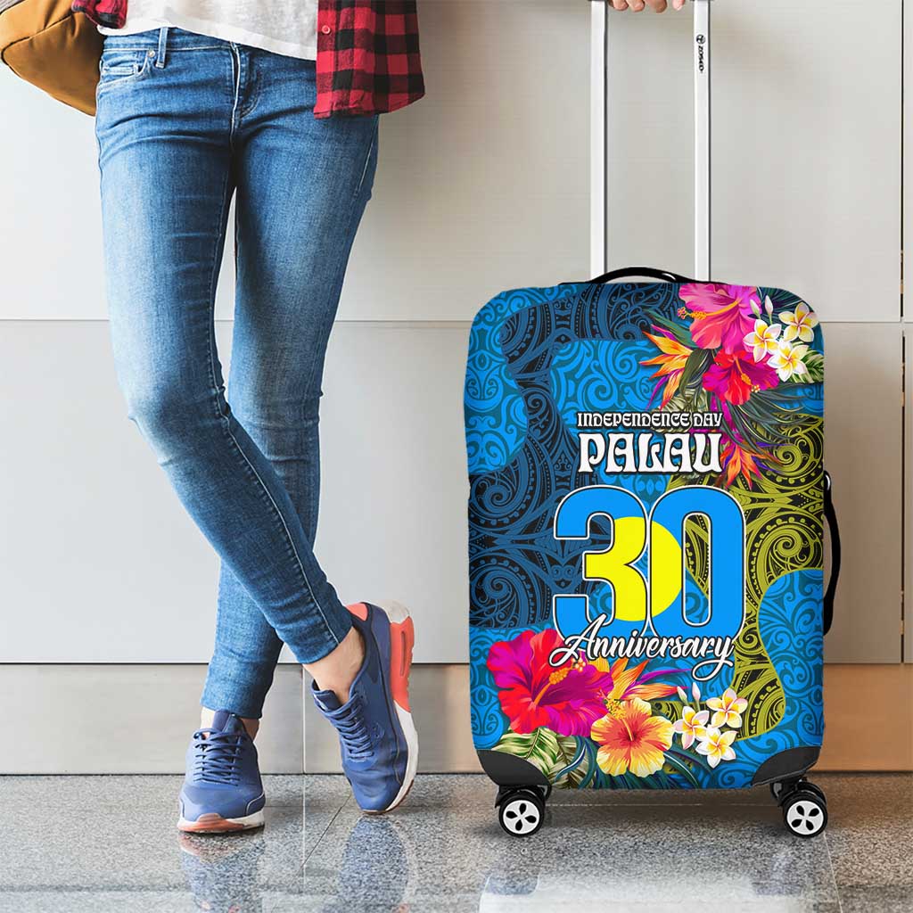 Palau Independence Day Luggage Cover 1st October 30th Anniversary Polynesian Jungle Flower LT03 - Polynesian Pride