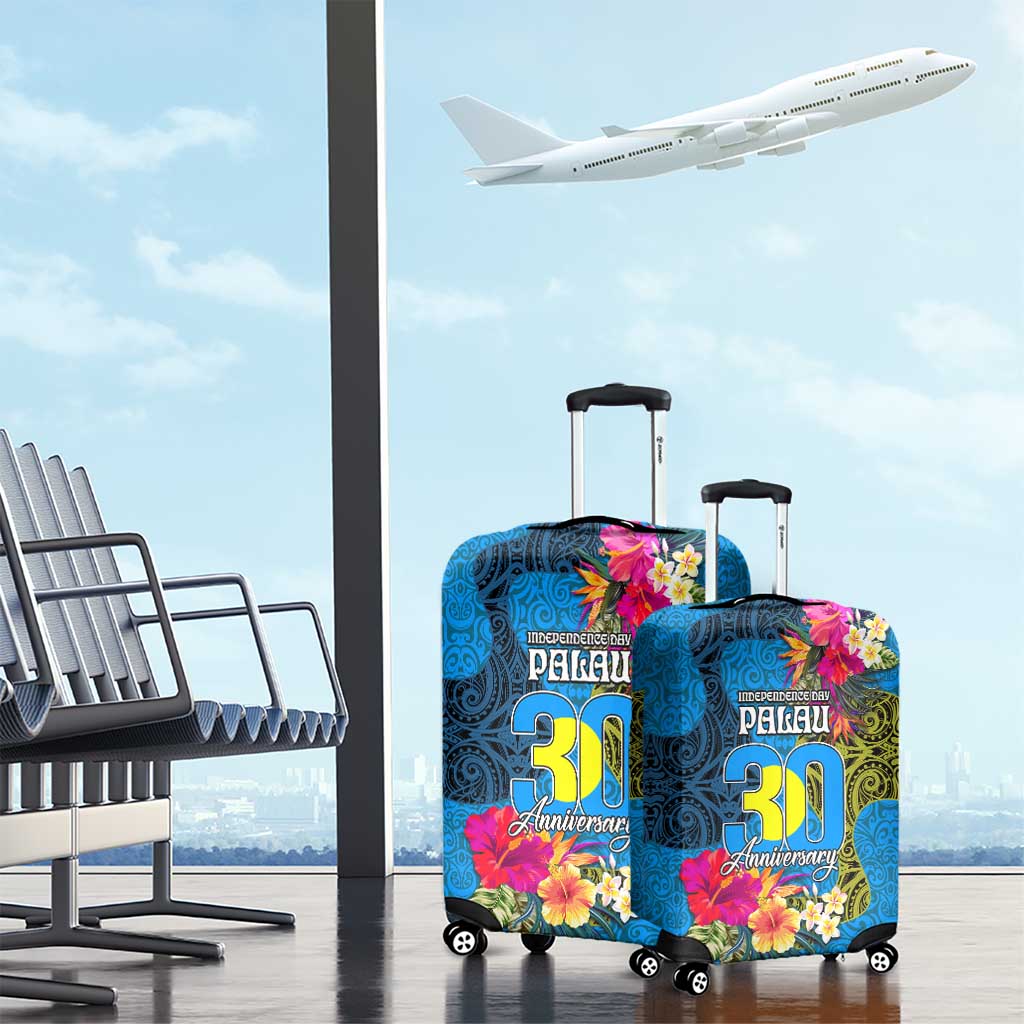 Palau Independence Day Luggage Cover 1st October 30th Anniversary Polynesian Jungle Flower LT03 - Polynesian Pride