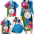 Personalised Palau Independence Day Family Matching Long Sleeve Bodycon Dress and Hawaiian Shirt 1st October 30th Anniversary Polynesian Jungle Flower