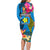 Personalised Palau Independence Day Family Matching Long Sleeve Bodycon Dress and Hawaiian Shirt 1st October 30th Anniversary Polynesian Jungle Flower