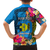 Personalised Palau Independence Day Family Matching Off Shoulder Maxi Dress and Hawaiian Shirt 1st October 30th Anniversary Polynesian Jungle Flower LT03 - Polynesian Pride