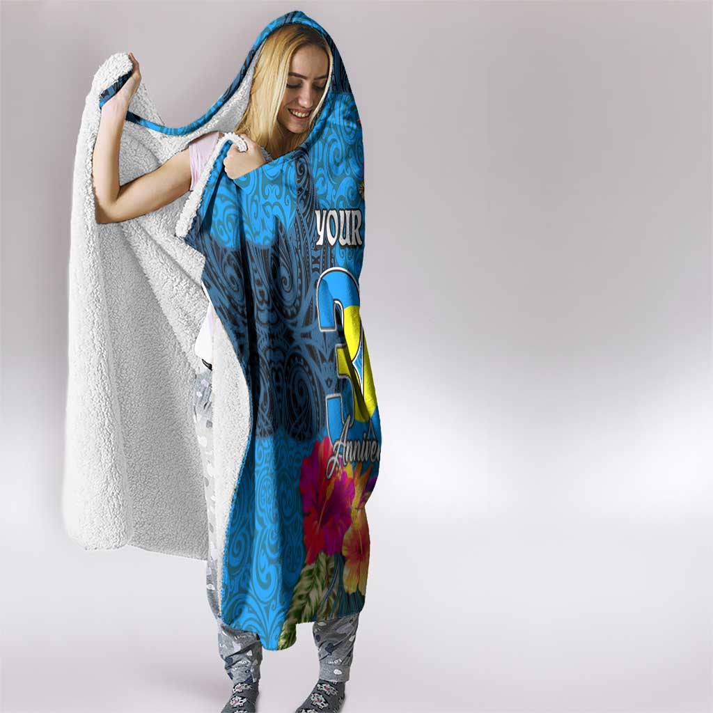 Personalised Palau Independence Day Hooded Blanket 1st October 30th Anniversary Polynesian Jungle Flower LT03 - Polynesian Pride