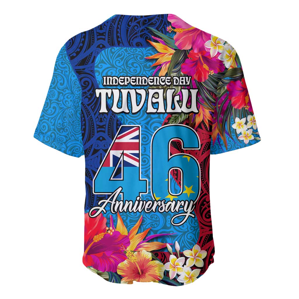 Tuvalu Independence Day Baseball Jersey 1st October 46th Anniversary Polynesian Jungle Flower LT03 - Polynesian Pride