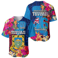 Tuvalu Independence Day Baseball Jersey 1st October 46th Anniversary Polynesian Jungle Flower LT03 - Polynesian Pride