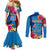 Tuvalu Independence Day Couples Matching Mermaid Dress and Long Sleeve Button Shirt 1st October 46th Anniversary Polynesian Jungle Flower