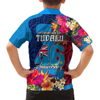 Tuvalu Independence Day Family Matching Long Sleeve Bodycon Dress and Hawaiian Shirt 1st October 46th Anniversary Polynesian Jungle Flower LT03 - Polynesian Pride