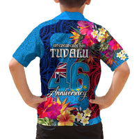 Tuvalu Independence Day Family Matching Off The Shoulder Long Sleeve Dress and Hawaiian Shirt 1st October 46th Anniversary Polynesian Jungle Flower LT03 - Polynesian Pride