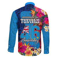 Tuvalu Independence Day Family Matching Off The Shoulder Long Sleeve Dress and Hawaiian Shirt 1st October 46th Anniversary Polynesian Jungle Flower LT03 - Polynesian Pride