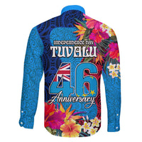 Tuvalu Independence Day Family Matching Off Shoulder Maxi Dress and Hawaiian Shirt 1st October 46th Anniversary Polynesian Jungle Flower LT03 - Polynesian Pride