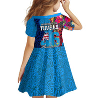 Tuvalu Independence Day Family Matching Short Sleeve Bodycon Dress and Hawaiian Shirt 1st October 46th Anniversary Polynesian Jungle Flower LT03 - Polynesian Pride