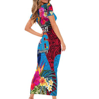 Tuvalu Independence Day Family Matching Short Sleeve Bodycon Dress and Hawaiian Shirt 1st October 46th Anniversary Polynesian Jungle Flower LT03 - Polynesian Pride