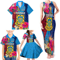 Tuvalu Independence Day Family Matching Tank Maxi Dress and Hawaiian Shirt 1st October 46th Anniversary Polynesian Jungle Flower LT03 - Polynesian Pride