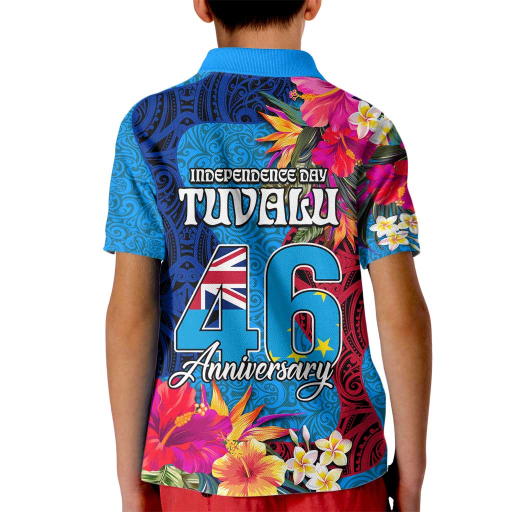 Tuvalu Independence Day Kid Polo Shirt 1st October 46th Anniversary Polynesian Jungle Flower LT03 - Polynesian Pride