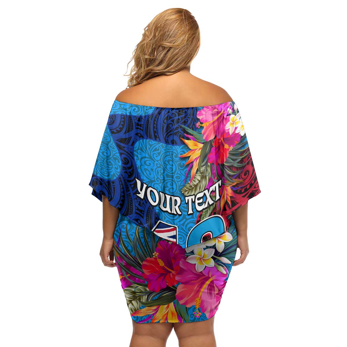 Personalised Tuvalu Independence Day Family Matching Off Shoulder Short Dress and Hawaiian Shirt 1st October 46th Anniversary Polynesian Jungle Flower LT03 - Polynesian Pride