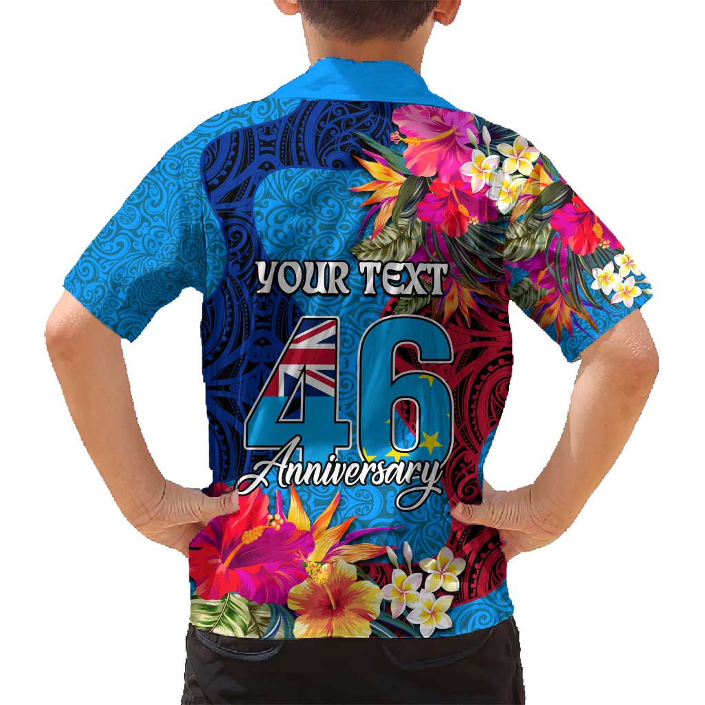 Personalised Tuvalu Independence Day Family Matching Summer Maxi Dress and Hawaiian Shirt 1st October 46th Anniversary Polynesian Jungle Flower LT03 - Polynesian Pride