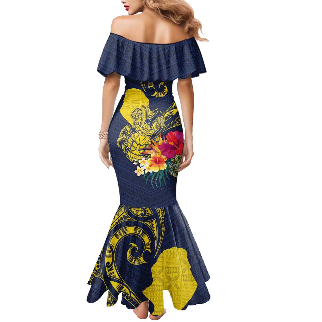 Niue Independence Day Family Matching Mermaid Dress and Hawaiian Shirt Hiapo Pattern Hibiscus Plumeria and Uga LT03 - Polynesian Pride