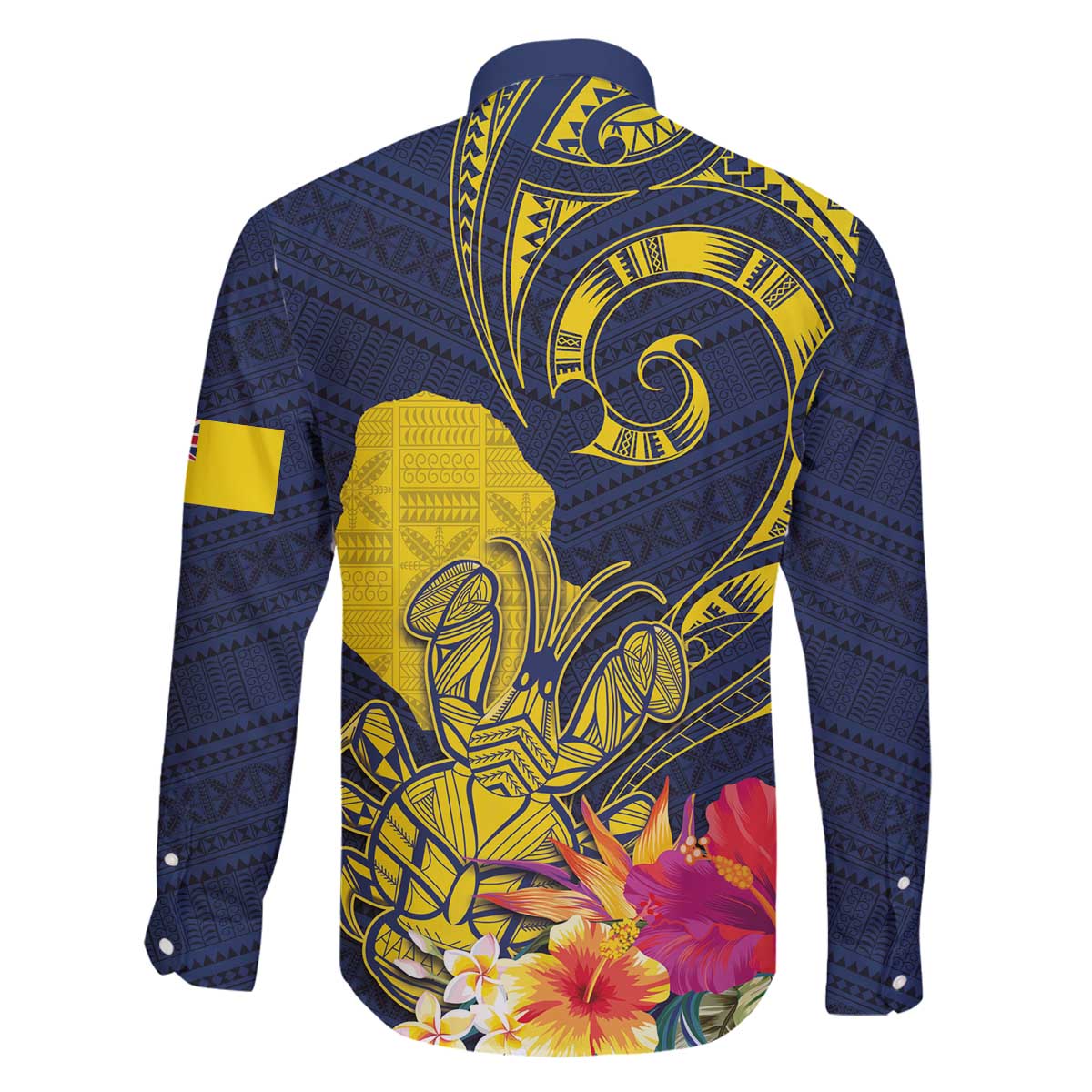Niue Independence Day Family Matching Off Shoulder Short Dress and Hawaiian Shirt Hiapo Pattern Hibiscus Plumeria and Uga LT03 - Polynesian Pride