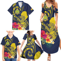 Niue Independence Day Family Matching Summer Maxi Dress and Hawaiian Shirt Hiapo Pattern Hibiscus Plumeria and Uga LT03 - Polynesian Pride