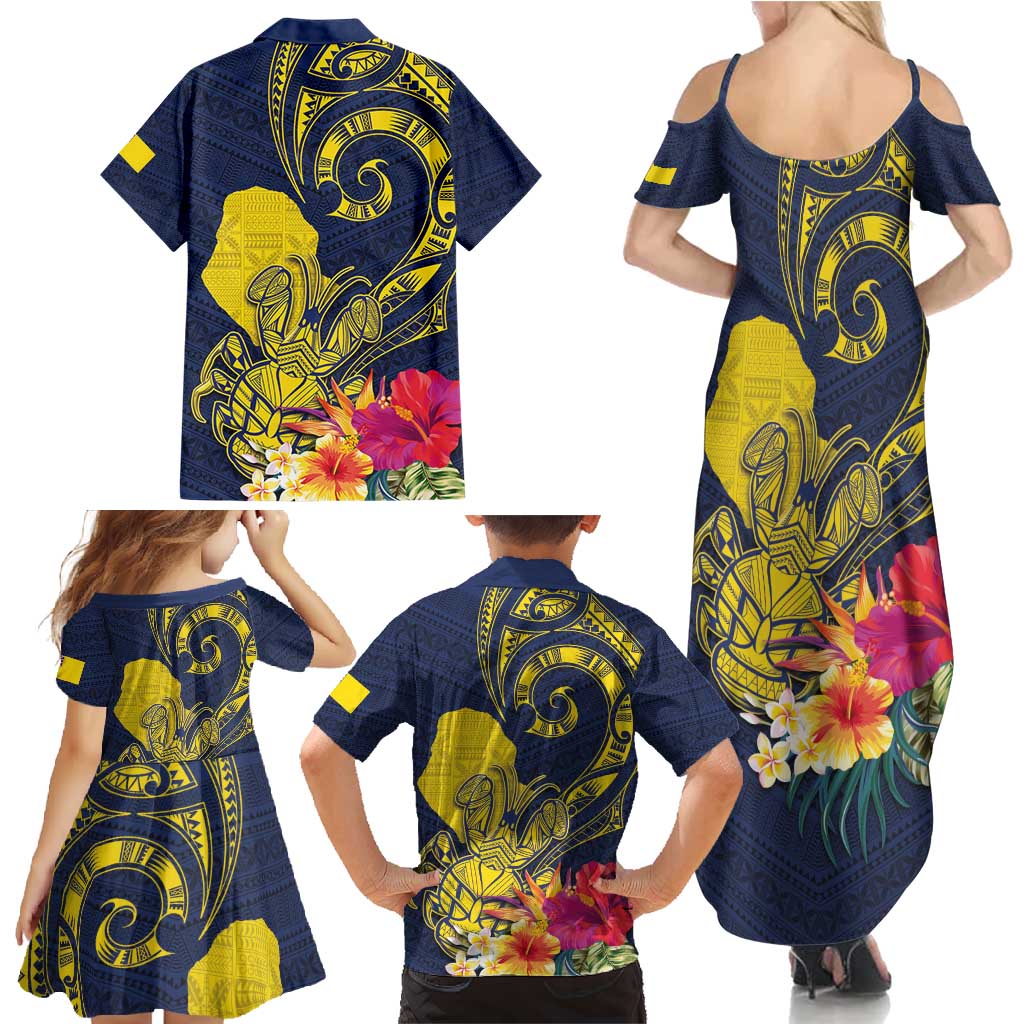 Niue Independence Day Family Matching Summer Maxi Dress and Hawaiian Shirt Hiapo Pattern Hibiscus Plumeria and Uga LT03 - Polynesian Pride