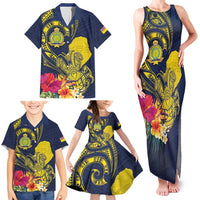 Niue Independence Day Family Matching Tank Maxi Dress and Hawaiian Shirt Hiapo Pattern Hibiscus Plumeria and Uga LT03 - Polynesian Pride