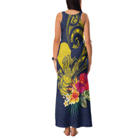 Niue Independence Day Family Matching Tank Maxi Dress and Hawaiian Shirt Hiapo Pattern Hibiscus Plumeria and Uga LT03 - Polynesian Pride