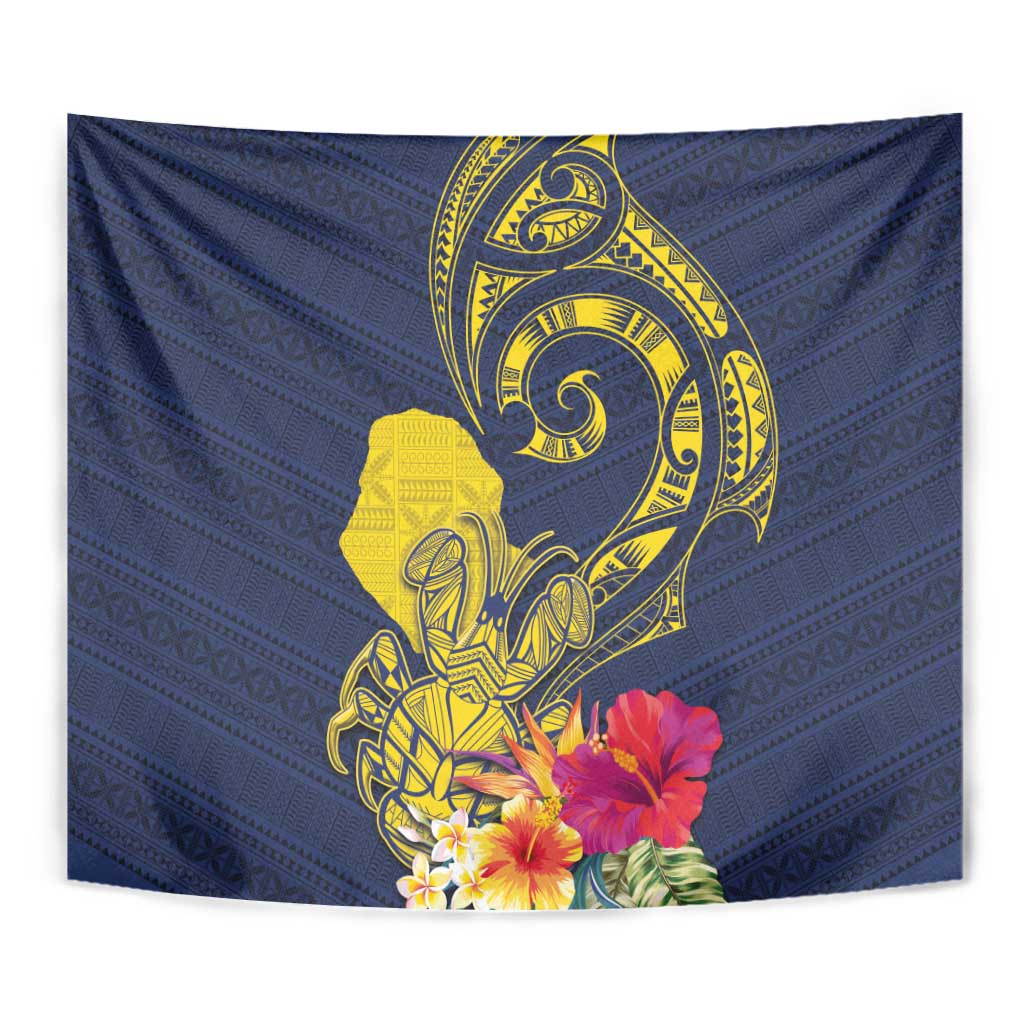 Niue Independence Day Tapestry Hiapo Pattern Hibiscus Plumeria and Uga