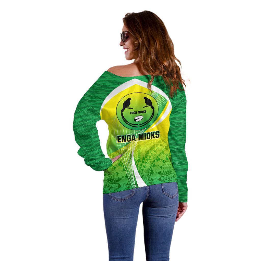 Enga Mioks Rugby Off Shoulder Sweater Papua New Guinea Polynesian Tattoo LT03 - Polynesian Pride
