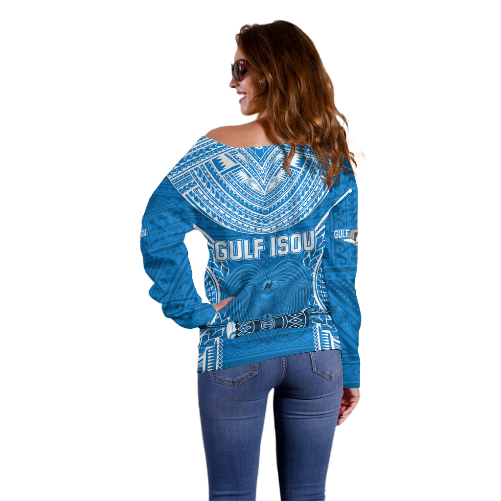 Gulf Isou Rugby Off Shoulder Sweater Papua New Guinea Polynesian Tattoo LT03 - Polynesian Pride