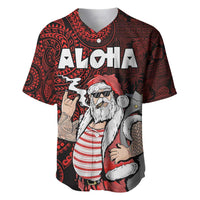 Hawaii Aloha Santa Claus Funny Polynesian Tattoo Baseball Jersey Red Color LT03 Red - Polynesian Pride