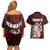 Hawaii Aloha Santa Claus Funny Polynesian Tattoo Couples Matching Off Shoulder Short Dress and Hawaiian Shirt Red Color