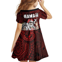 Hawaii Aloha Santa Claus Funny Polynesian Tattoo Family Matching Long Sleeve Bodycon Dress and Hawaiian Shirt Red Color LT03 - Polynesian Pride