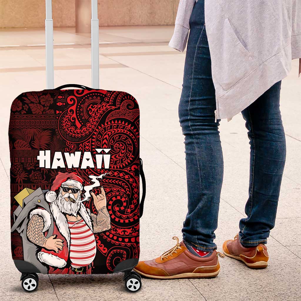 Hawaii Aloha Santa Claus Funny Polynesian Tattoo Luggage Cover Red Color LT03 Red - Polynesian Pride