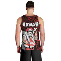 Hawaii Aloha Santa Claus Funny Polynesian Tattoo Men Tank Top Red Color