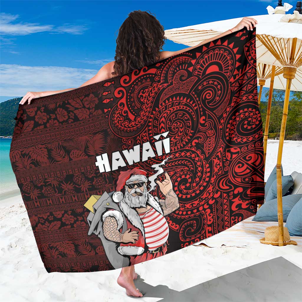 Hawaii Aloha Santa Claus Funny Polynesian Tattoo Sarong Red Color LT03 One Size 44 x 66 inches Red - Polynesian Pride