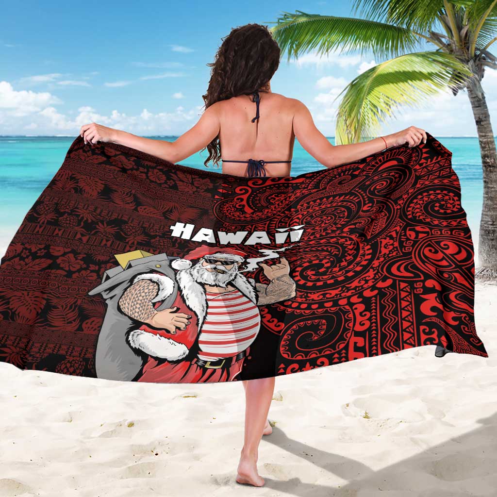 Hawaii Aloha Santa Claus Funny Polynesian Tattoo Sarong Red Color LT03 - Polynesian Pride
