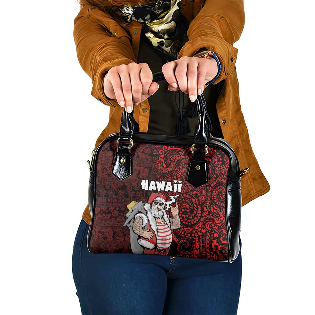 Hawaii Aloha Santa Claus Funny Polynesian Tattoo Shoulder Handbag Red Color LT03 One Size Red - Polynesian Pride