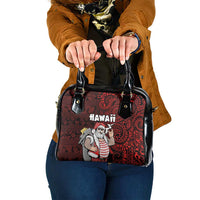 Hawaii Aloha Santa Claus Funny Polynesian Tattoo Shoulder Handbag Red Color LT03 One Size Red - Polynesian Pride
