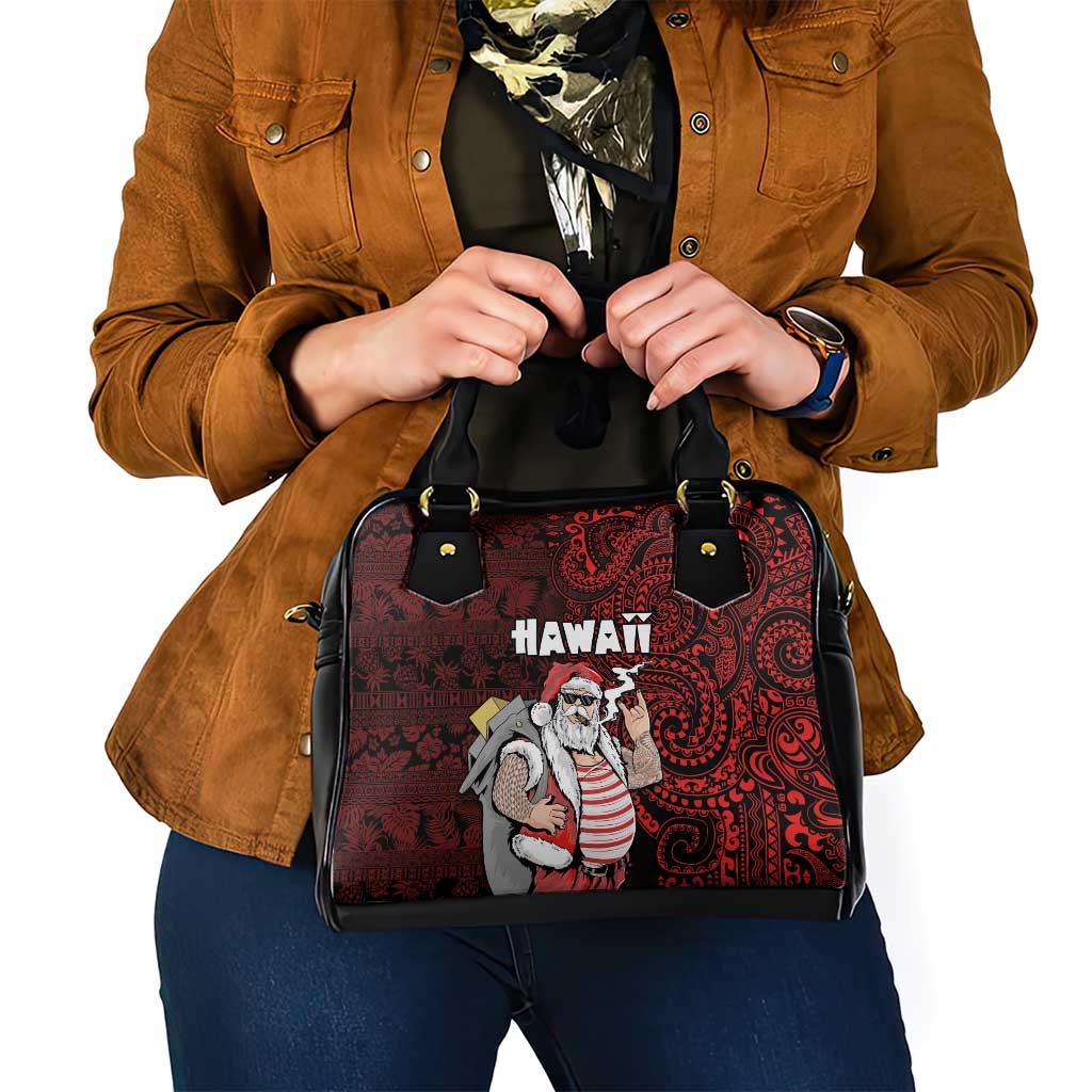 Hawaii Aloha Santa Claus Funny Polynesian Tattoo Shoulder Handbag Red Color LT03 - Polynesian Pride