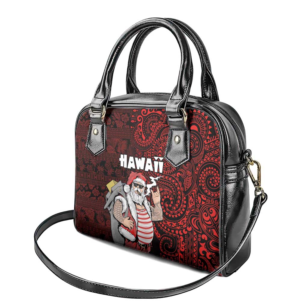 Hawaii Aloha Santa Claus Funny Polynesian Tattoo Shoulder Handbag Red Color LT03 - Polynesian Pride