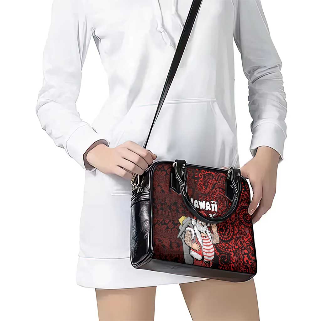 Hawaii Aloha Santa Claus Funny Polynesian Tattoo Shoulder Handbag Red Color LT03 - Polynesian Pride