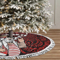 Hawaii Aloha Santa Claus Funny Polynesian Tattoo Tree Skirt Red Color LT03 - Polynesian Pride
