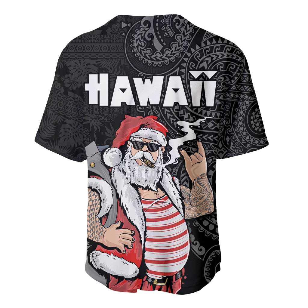 Hawaii Aloha Santa Claus Funny Polynesian Tattoo Baseball Jersey Black Color LT03 - Polynesian Pride