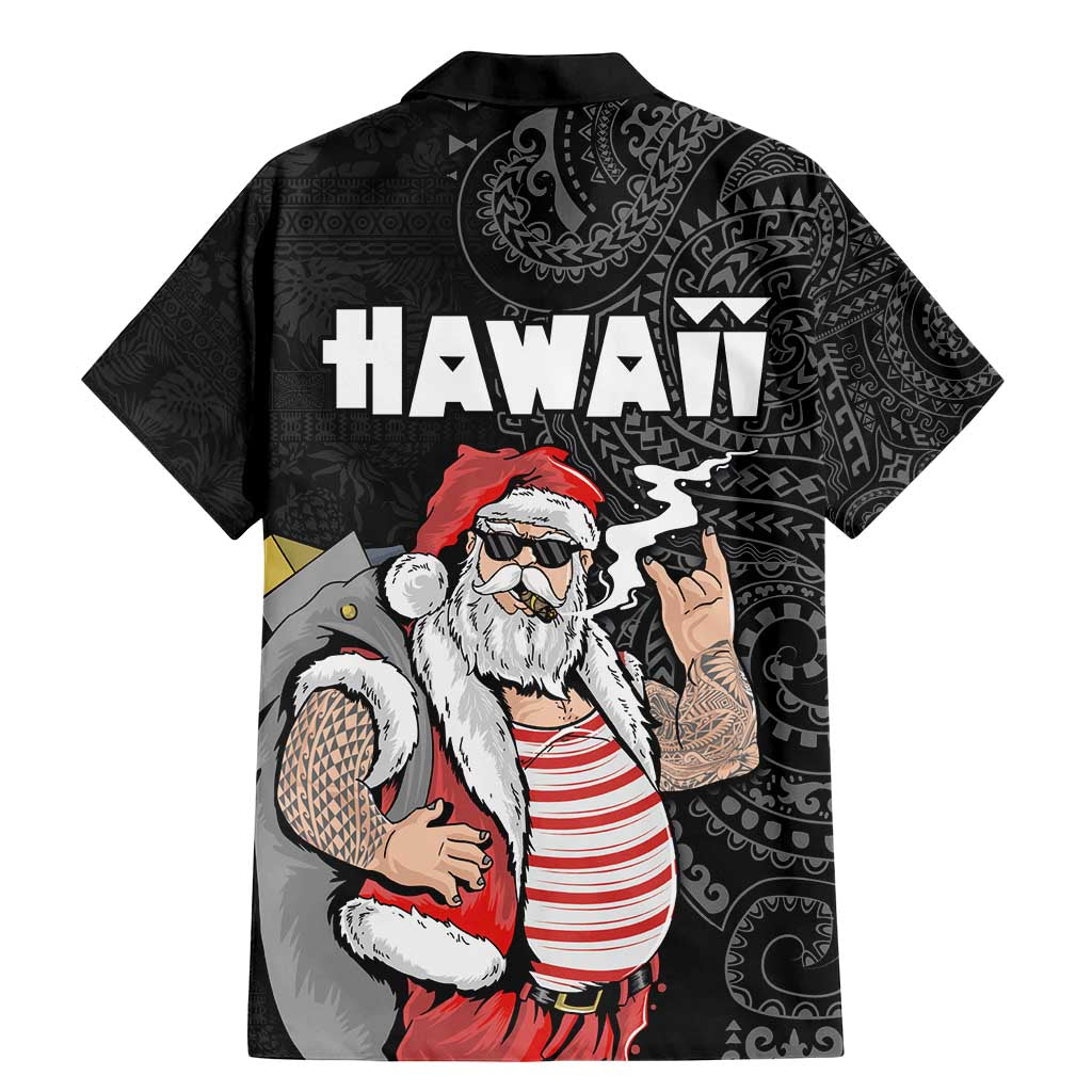 Hawaii Aloha Santa Claus Funny Polynesian Tattoo Family Matching Mermaid Dress and Hawaiian Shirt Black Color LT03 - Polynesian Pride