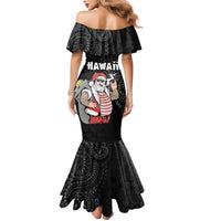 Hawaii Aloha Santa Claus Funny Polynesian Tattoo Family Matching Mermaid Dress and Hawaiian Shirt Black Color LT03 - Polynesian Pride